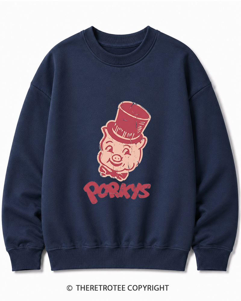 TheRetroTee Classic Whimsical Pig 1950s Cotton Sweatshirt