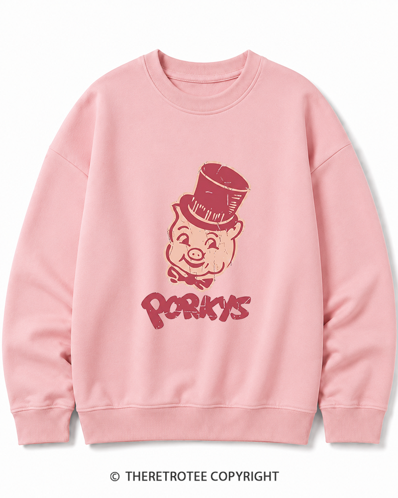 TheRetroTee Classic Whimsical Pig 1950s Cotton Sweatshirt