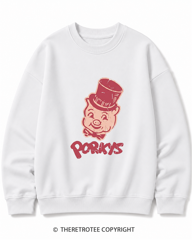 TheRetroTee Classic Whimsical Pig 1950s Cotton Sweatshirt