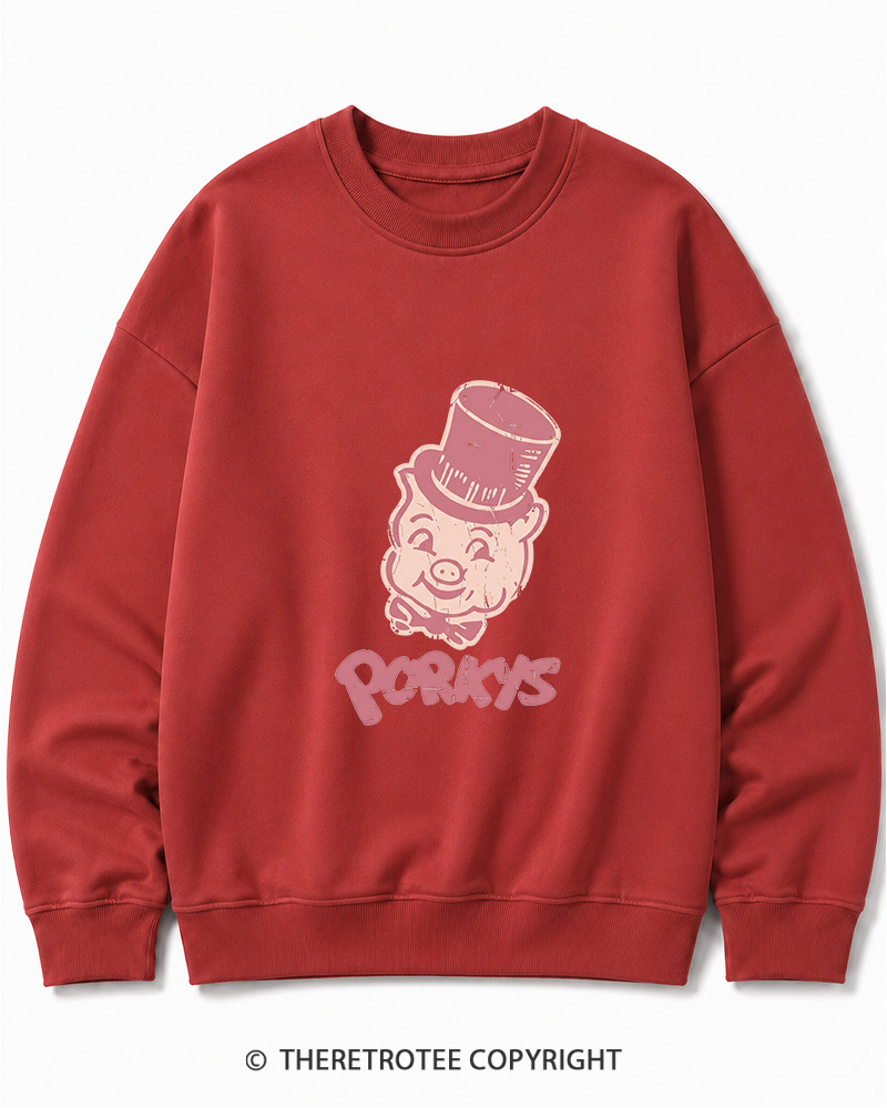 TheRetroTee Classic Whimsical Pig 1950s Cotton Sweatshirt