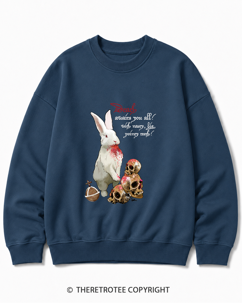 TheRetroTee Killer Rabbit of Caerbannog 1970s Cotton Sweatshirt