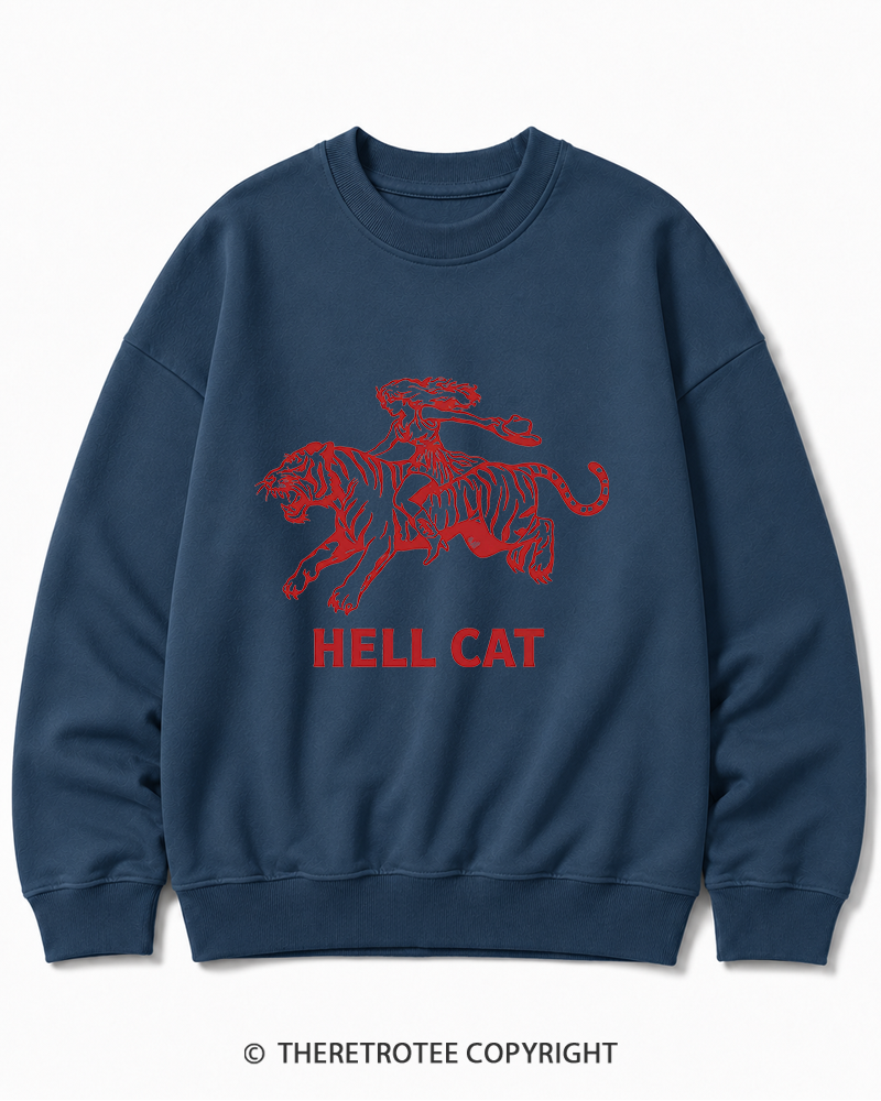 TheRetroTee Cowgirl Hell Cat Cotton Sweatshirt