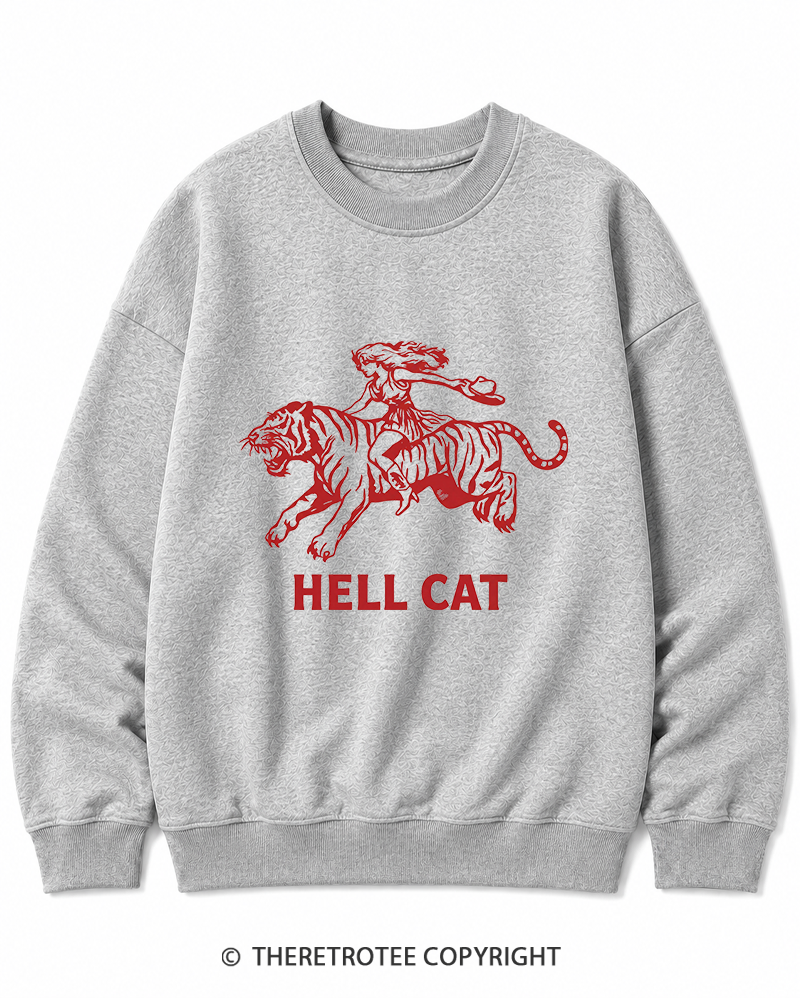 TheRetroTee Cowgirl Hell Cat Cotton Sweatshirt