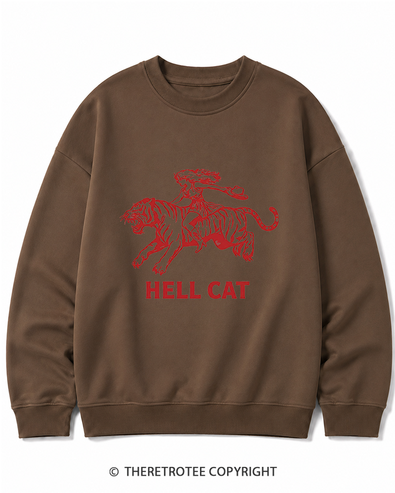 TheRetroTee Cowgirl Hell Cat Cotton Sweatshirt