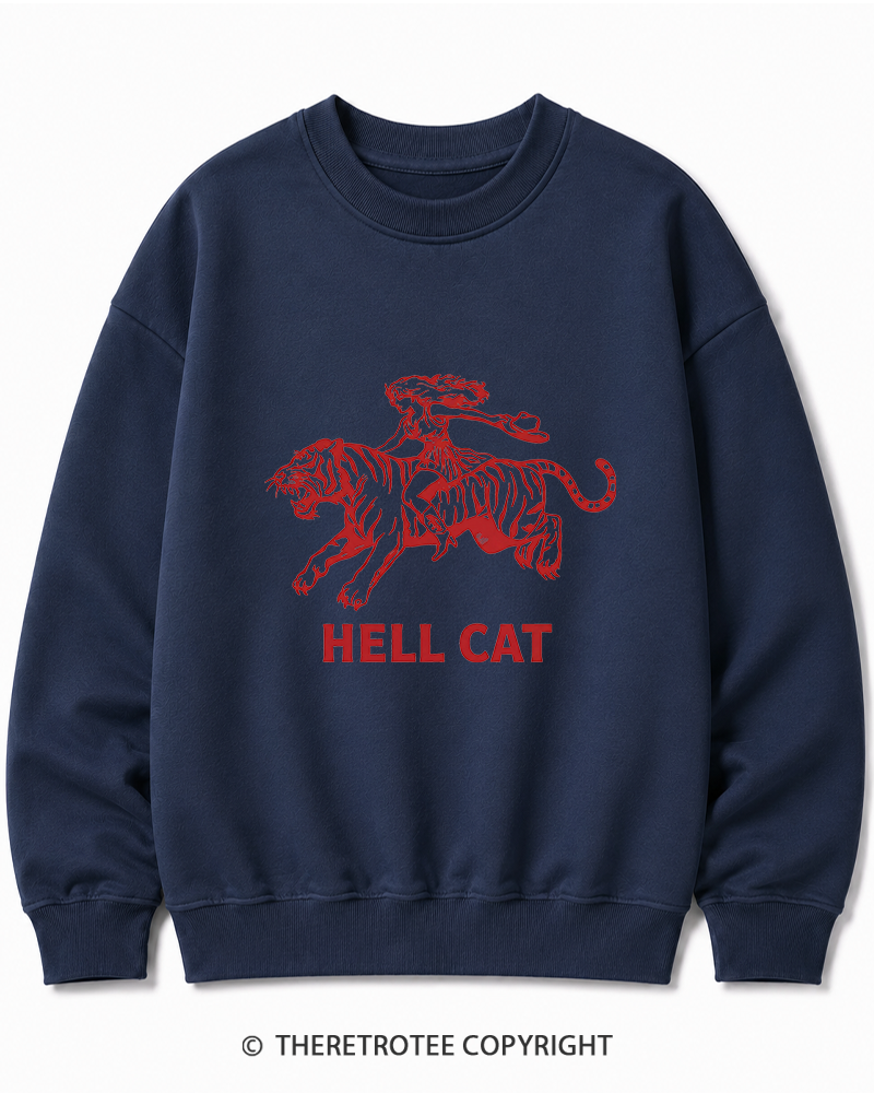 TheRetroTee Cowgirl Hell Cat Cotton Sweatshirt