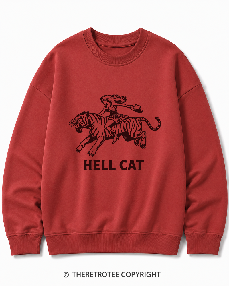 TheRetroTee Cowgirl Hell Cat Cotton Sweatshirt