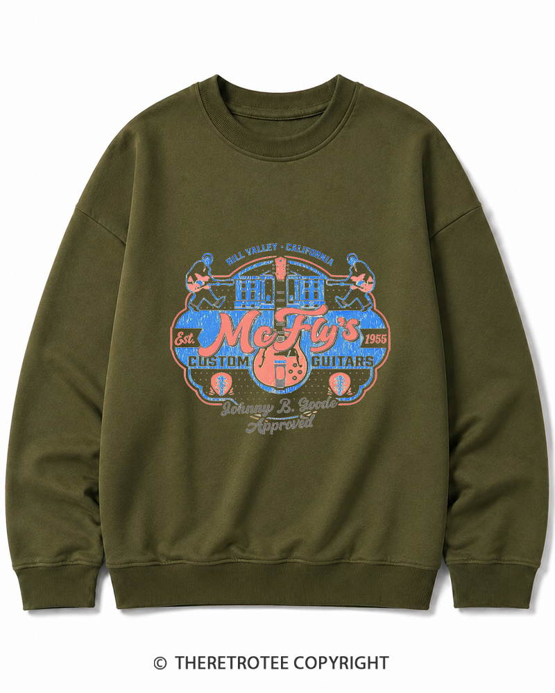 TheRetroTee McFly's Custom Guitars Worn 1980s Cotton Sweatshirt