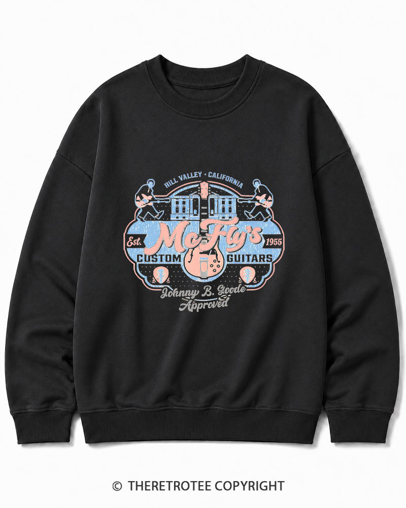 TheRetroTee McFly's Custom Guitars Worn 1980s Cotton Sweatshirt