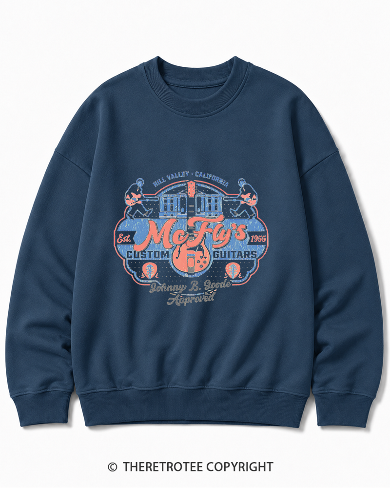 TheRetroTee McFly's Custom Guitars Worn 1980s Cotton Sweatshirt