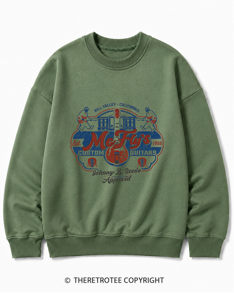 TheRetroTee McFly's Custom Guitars Worn 1980s Cotton Sweatshirt