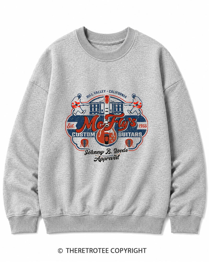 TheRetroTee McFly's Custom Guitars Worn 1980s Cotton Sweatshirt
