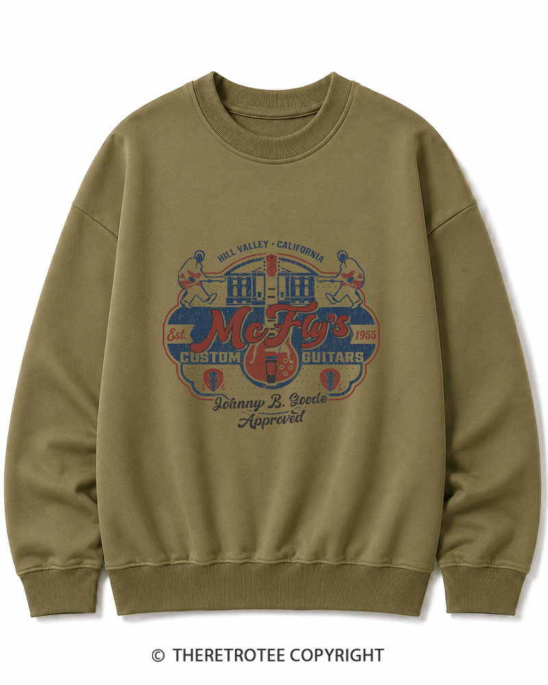 TheRetroTee McFly's Custom Guitars Worn 1980s Cotton Sweatshirt