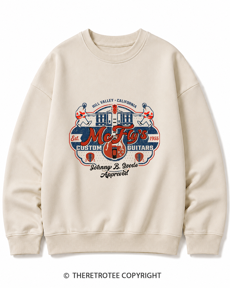 TheRetroTee McFly's Custom Guitars Worn 1980s Cotton Sweatshirt