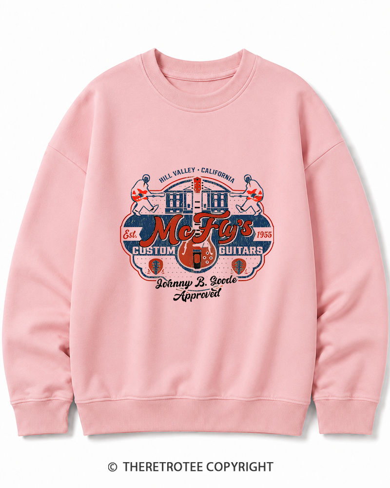 TheRetroTee McFly's Custom Guitars Worn 1980s Cotton Sweatshirt