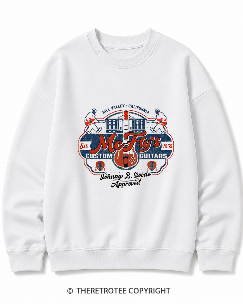 TheRetroTee McFly's Custom Guitars Worn 1980s Cotton Sweatshirt
