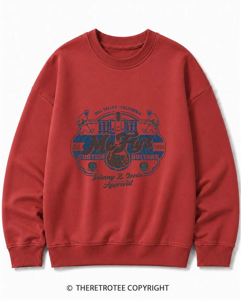 TheRetroTee McFly's Custom Guitars Worn 1980s Cotton Sweatshirt