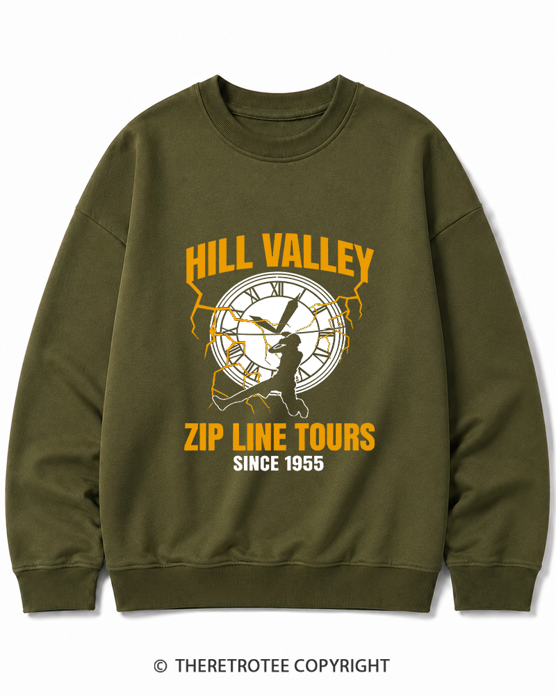TheRetroTee Hill Valley Zip Line Tours 1980s Cotton Sweatshirt