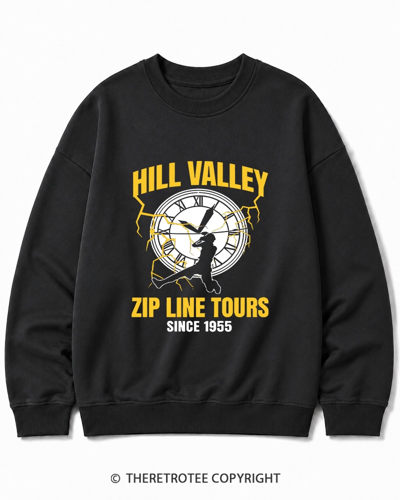 TheRetroTee Hill Valley Zip Line Tours 1980s Cotton Sweatshirt