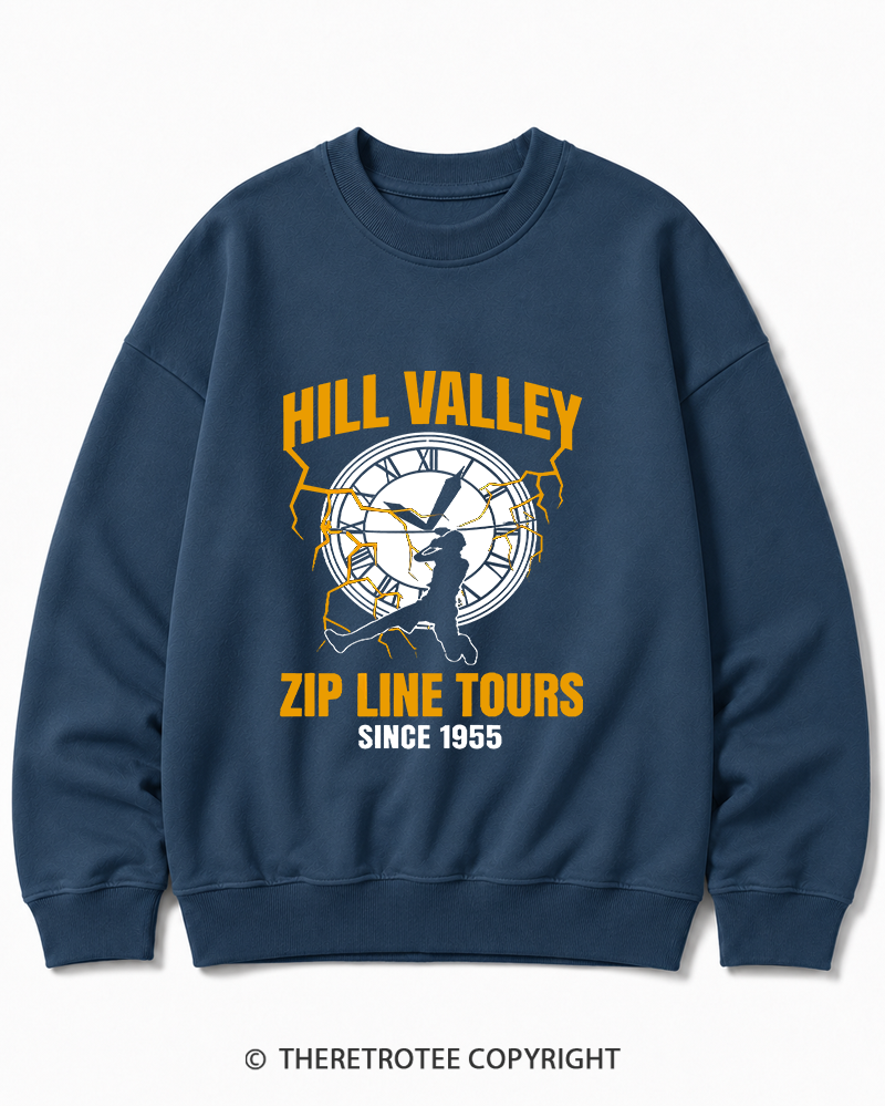 TheRetroTee Hill Valley Zip Line Tours 1980s Cotton Sweatshirt