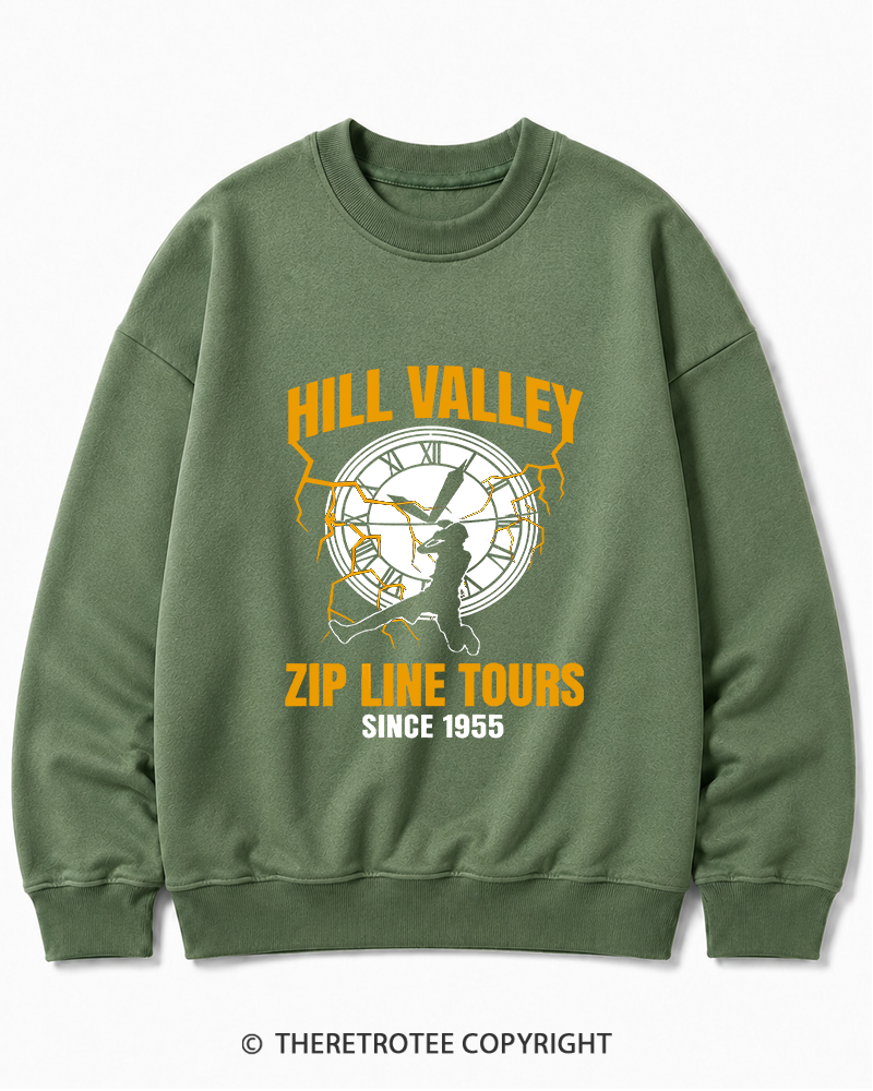 TheRetroTee Hill Valley Zip Line Tours 1980s Cotton Sweatshirt