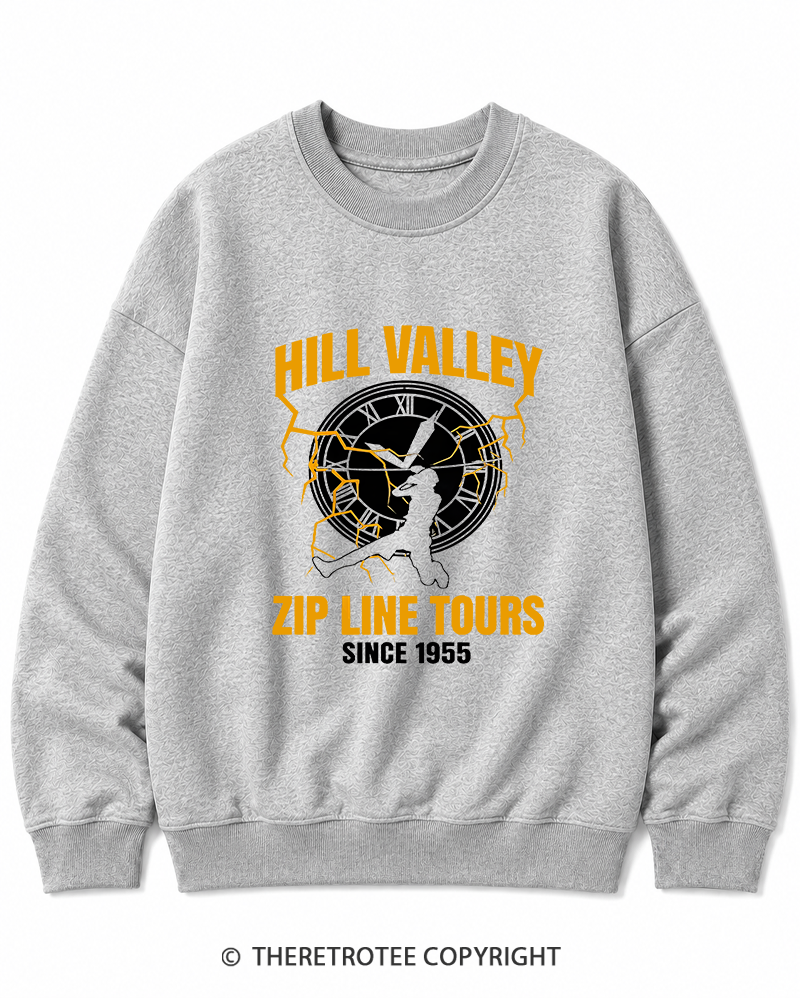 TheRetroTee Hill Valley Zip Line Tours 1980s Cotton Sweatshirt