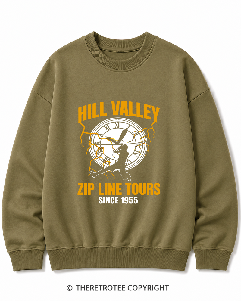 TheRetroTee Hill Valley Zip Line Tours 1980s Cotton Sweatshirt