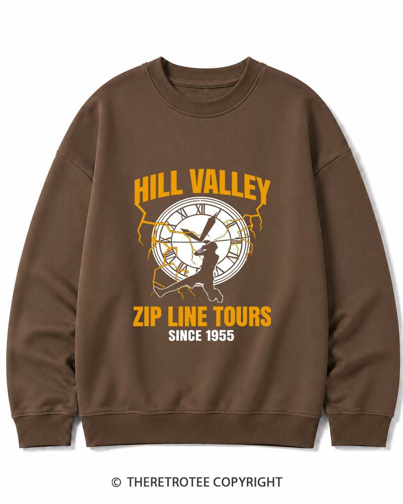 TheRetroTee Hill Valley Zip Line Tours 1980s Cotton Sweatshirt