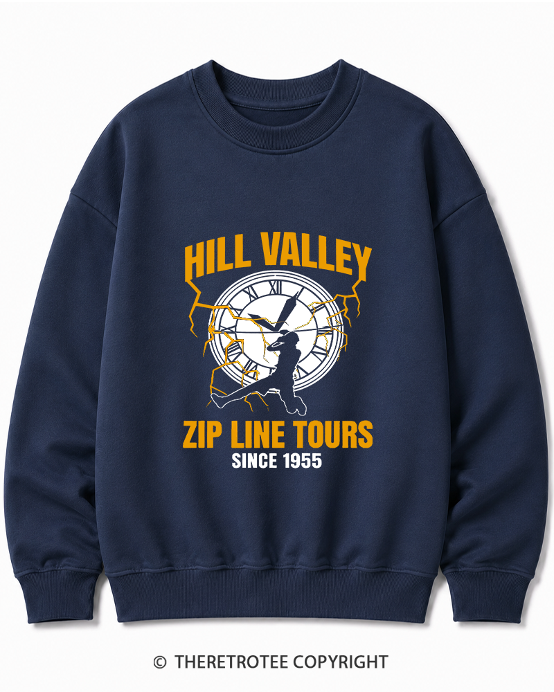 TheRetroTee Hill Valley Zip Line Tours 1980s Cotton Sweatshirt