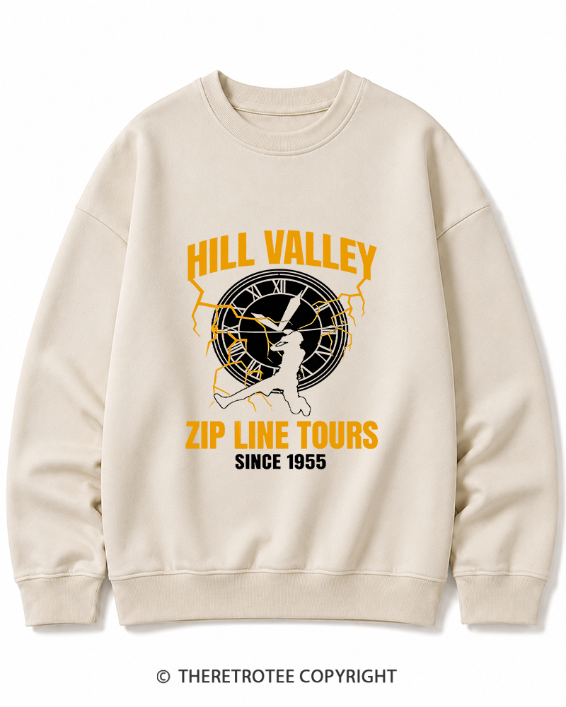 TheRetroTee Hill Valley Zip Line Tours 1980s Cotton Sweatshirt
