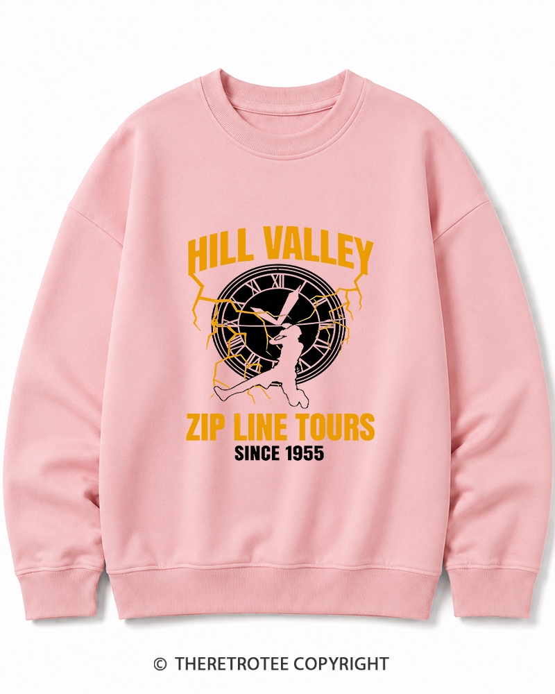 TheRetroTee Hill Valley Zip Line Tours 1980s Cotton Sweatshirt