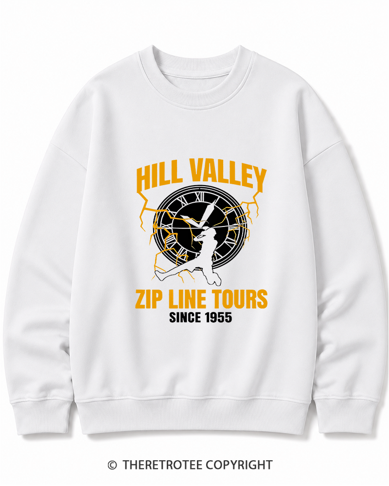 TheRetroTee Hill Valley Zip Line Tours 1980s Cotton Sweatshirt