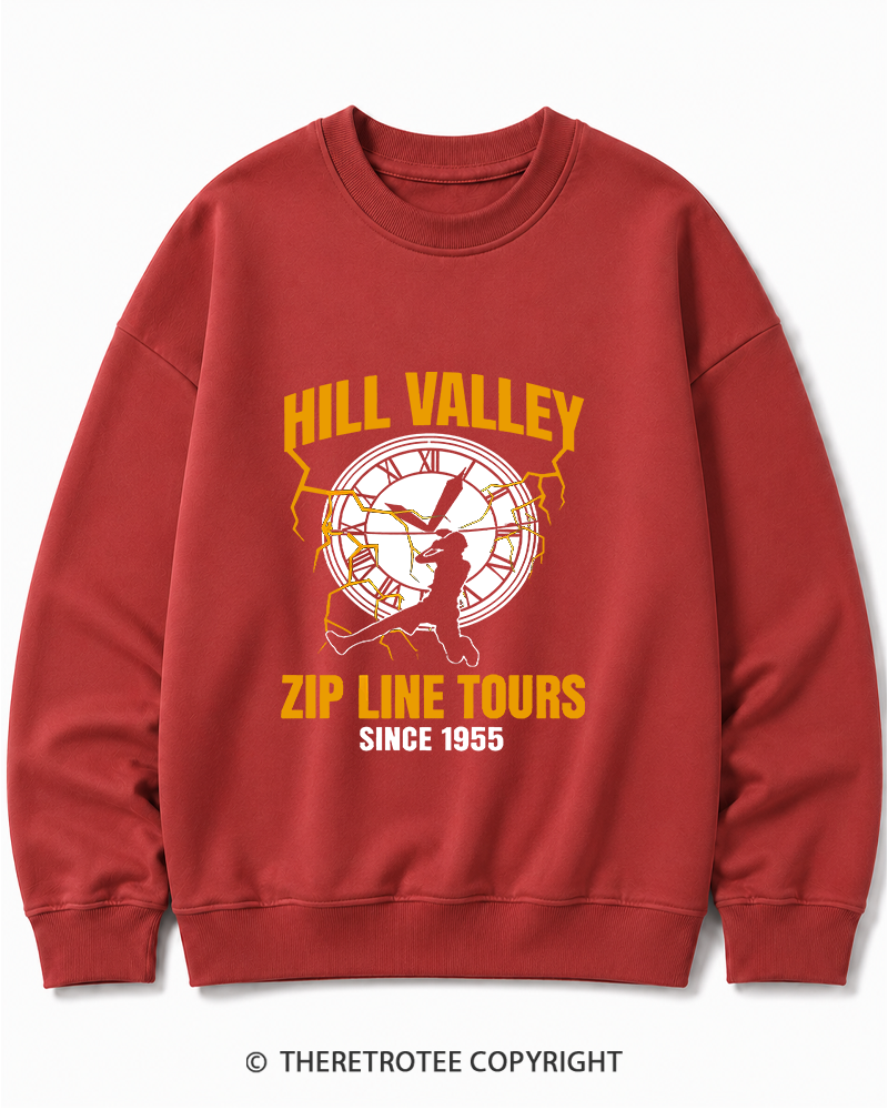 TheRetroTee Hill Valley Zip Line Tours 1980s Cotton Sweatshirt