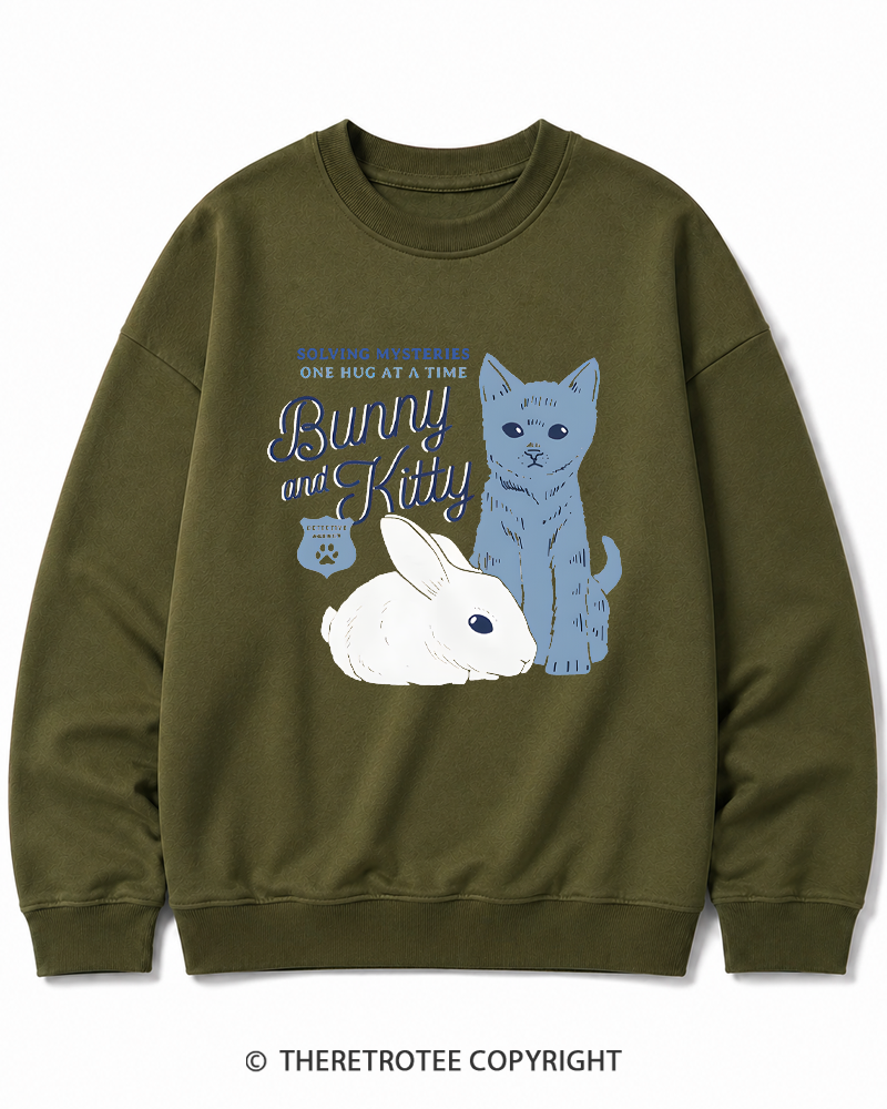 TheRetroTee Bunny and Kitty Cotton Sweatshirt