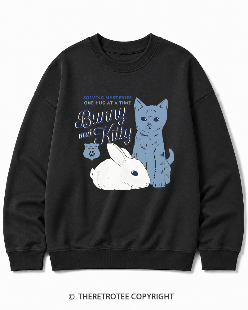TheRetroTee Bunny and Kitty Cotton Sweatshirt