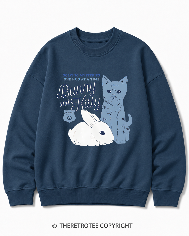 TheRetroTee Bunny and Kitty Cotton Sweatshirt