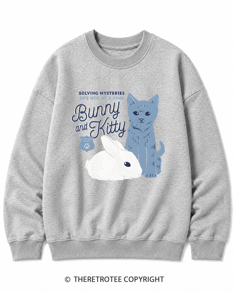 TheRetroTee Bunny and Kitty Cotton Sweatshirt