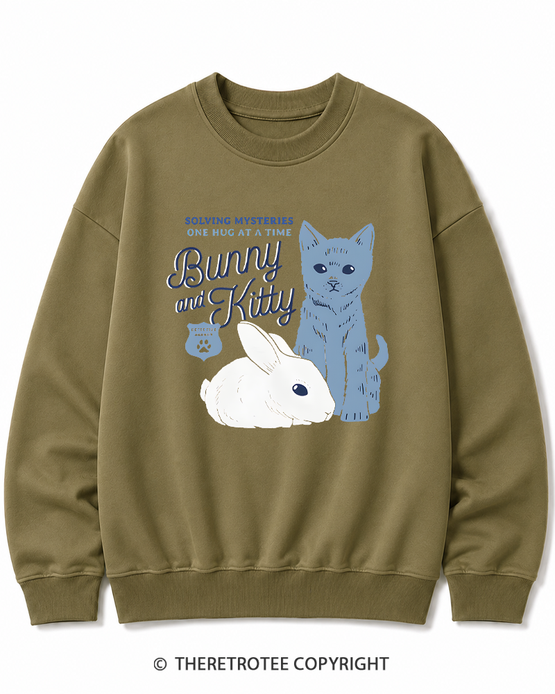 TheRetroTee Bunny and Kitty Cotton Sweatshirt