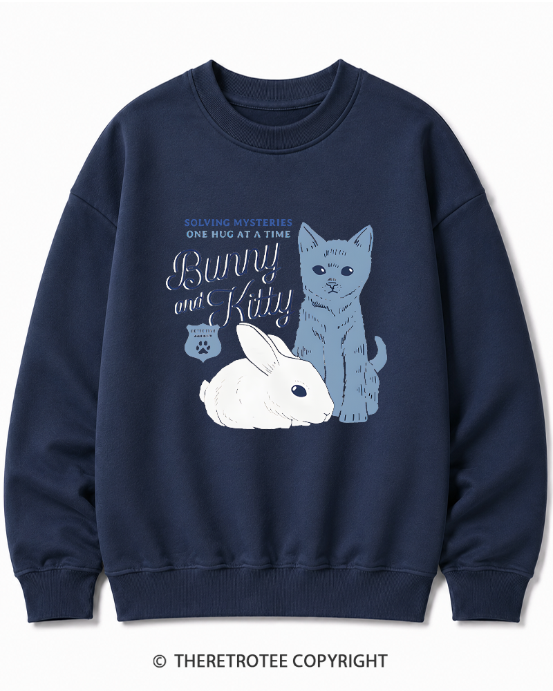 TheRetroTee Bunny and Kitty Cotton Sweatshirt