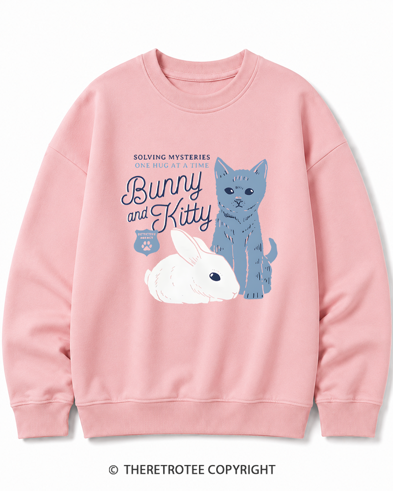 TheRetroTee Bunny and Kitty Cotton Sweatshirt
