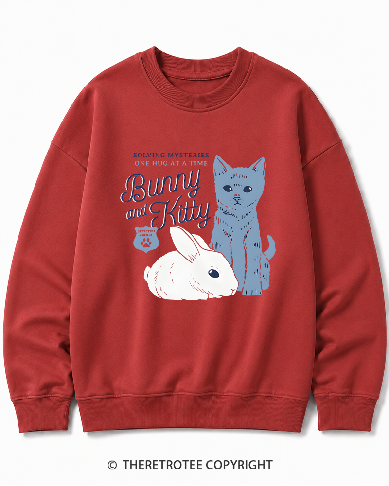 TheRetroTee Bunny and Kitty Cotton Sweatshirt
