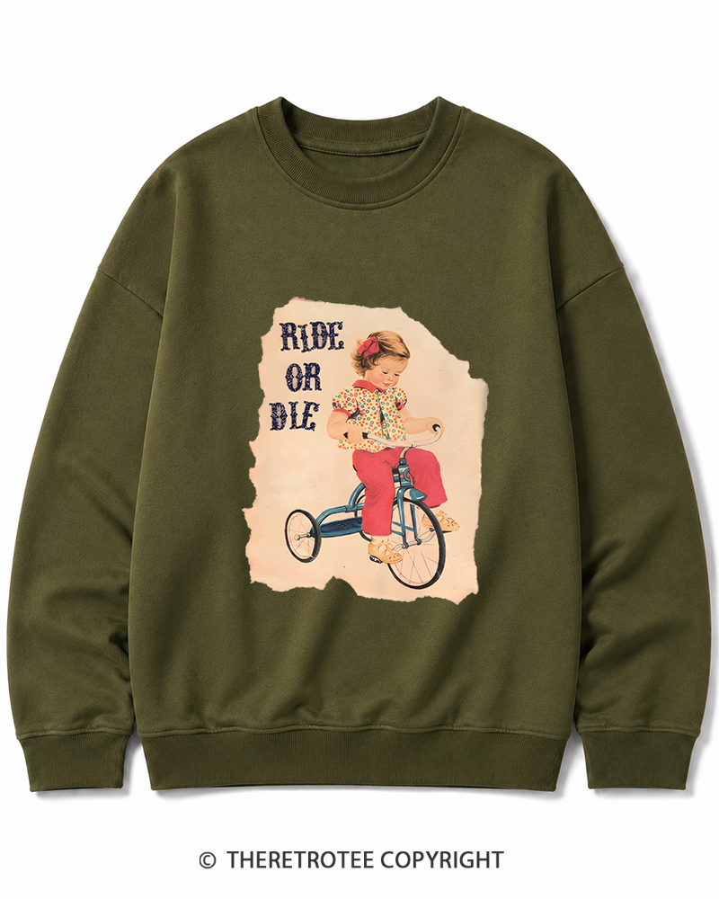 TheRetroTee Ride or Died Vintage Graphic Cotton Sweatshirt