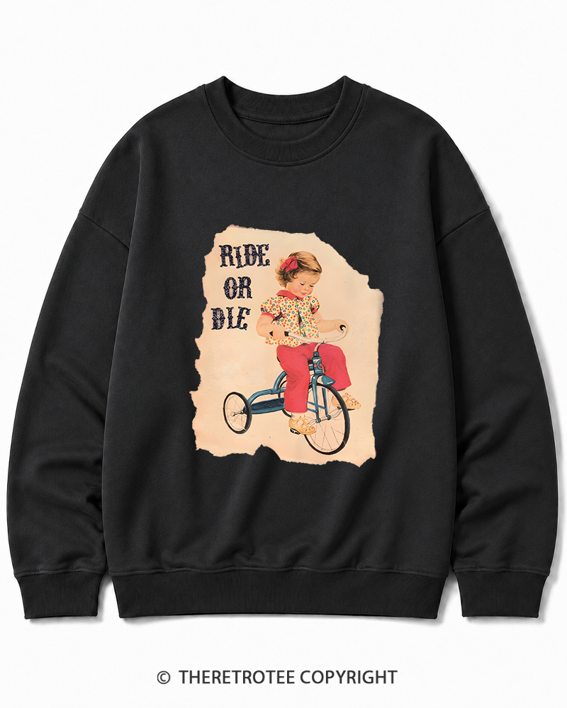 TheRetroTee Ride or Died Vintage Graphic Cotton Sweatshirt