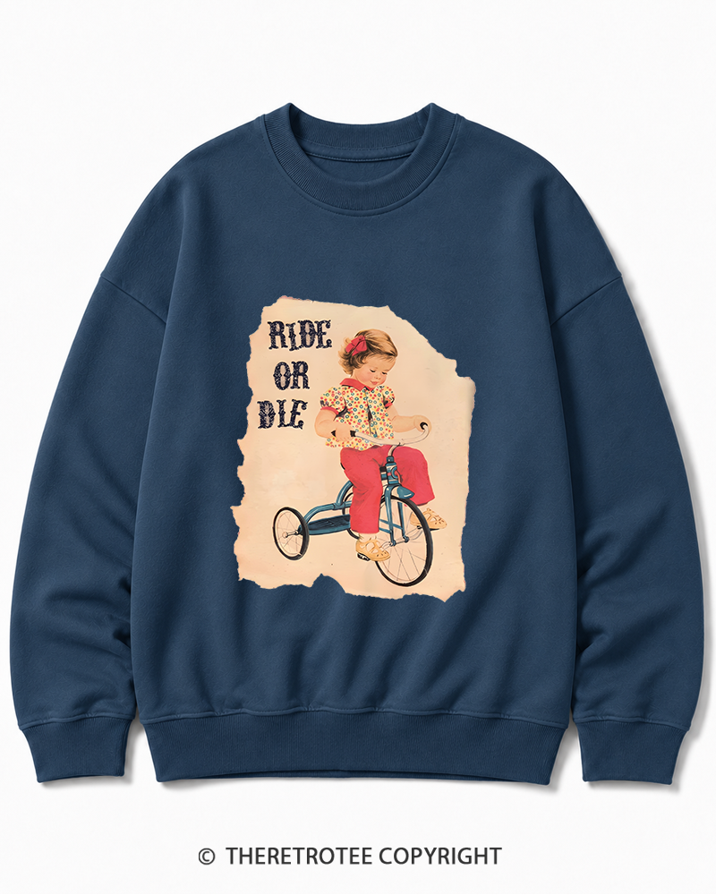 TheRetroTee Ride or Died Vintage Graphic Cotton Sweatshirt