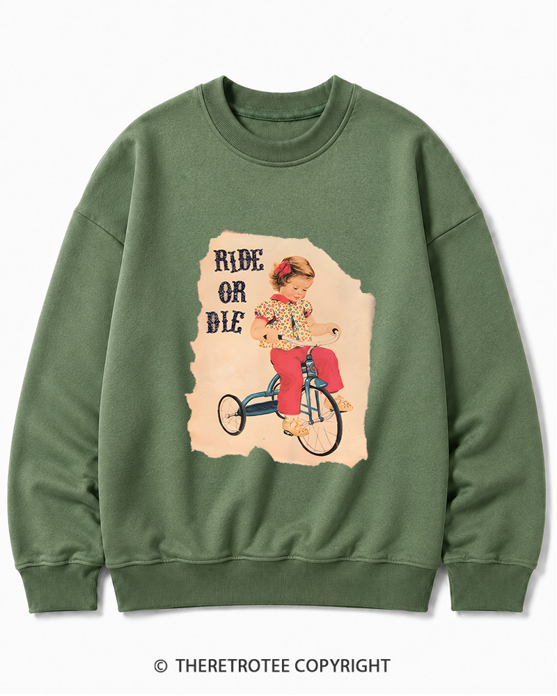 TheRetroTee Ride or Died Vintage Graphic Cotton Sweatshirt