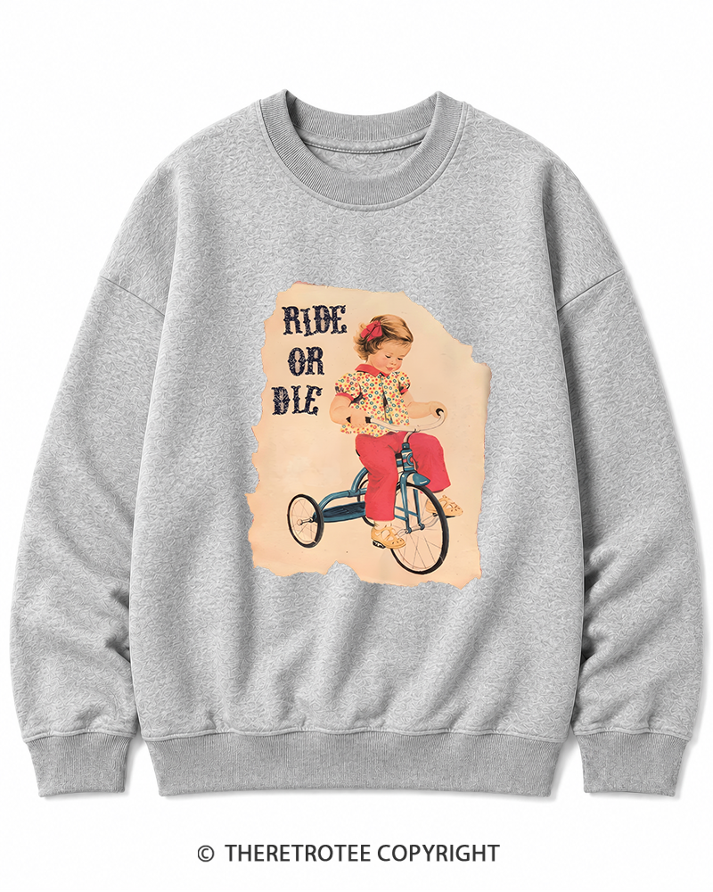 TheRetroTee Ride or Died Vintage Graphic Cotton Sweatshirt