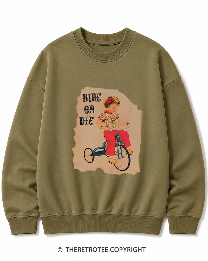 TheRetroTee Ride or Died Vintage Graphic Cotton Sweatshirt