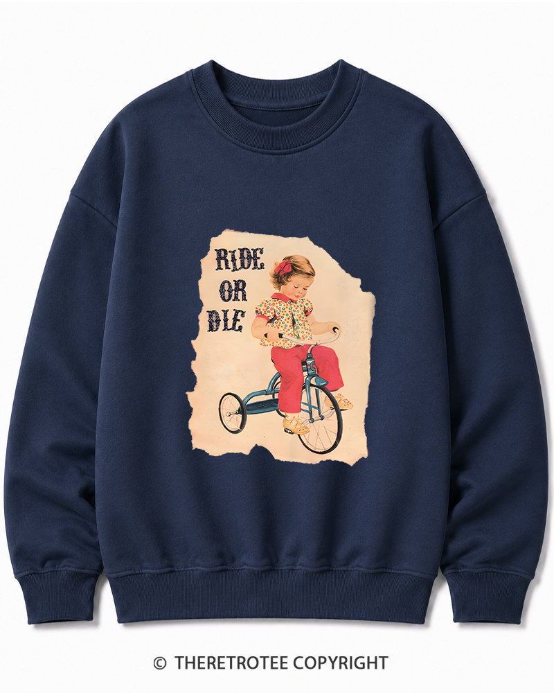 TheRetroTee Ride or Died Vintage Graphic Cotton Sweatshirt