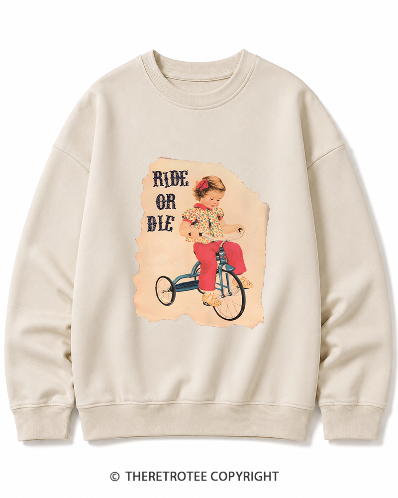 TheRetroTee Ride or Died Vintage Graphic Cotton Sweatshirt