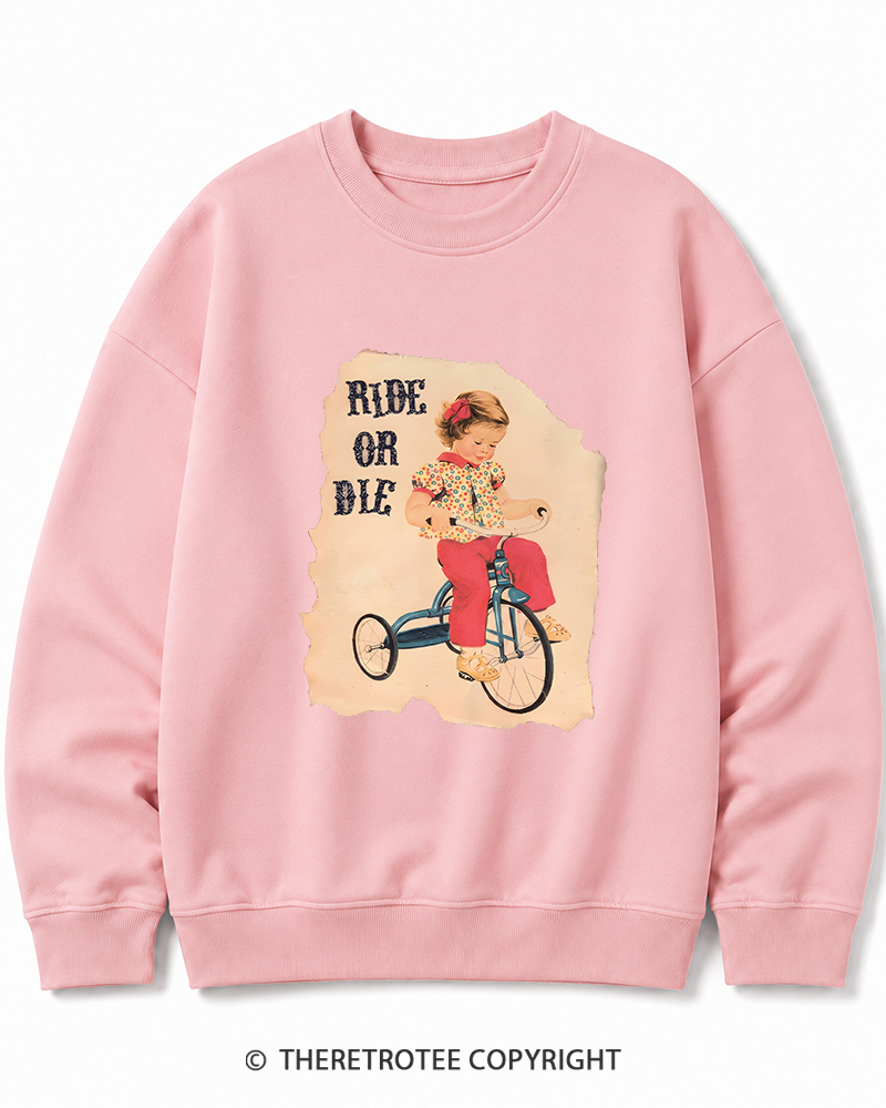 TheRetroTee Ride or Died Vintage Graphic Cotton Sweatshirt