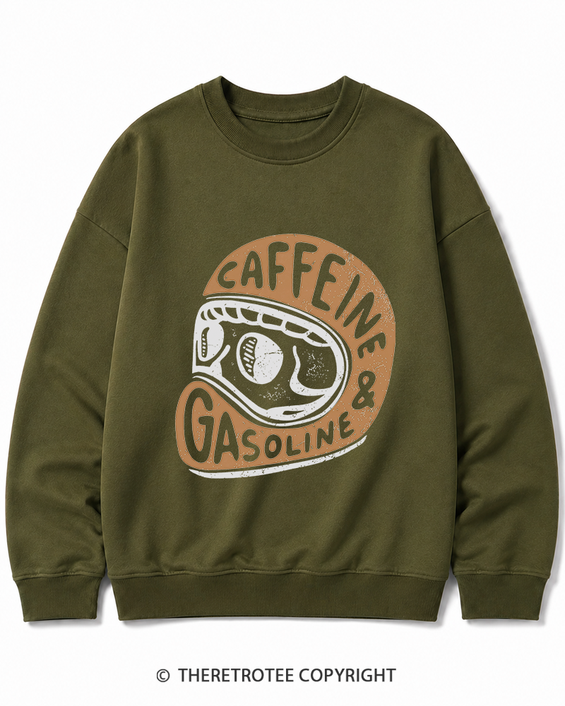 TheRetroTee Caffeine & Gasoline 1980s Cotton Sweatshirt